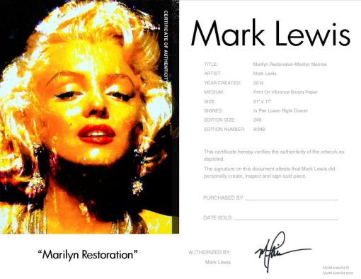 Marilyn Monroe "Marilyn Restoration" by Mark Lewis