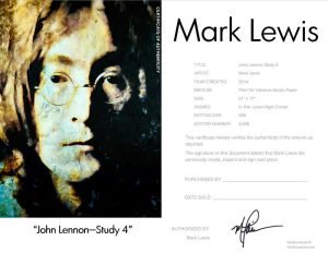 John Lennon Study 4 Certificate