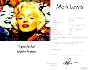 Marilyn Monroe Triple Marilyn LEP Certificate