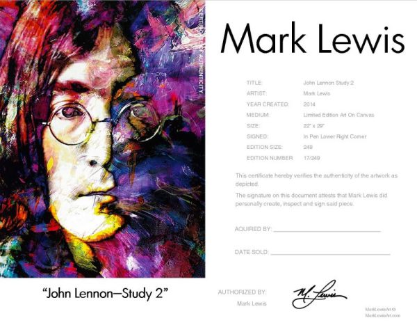 John Lennon "John Lennon Study 2" leg Certificate