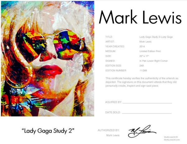 Lady Gaga "Lady Gaga Study 2" lep certificate