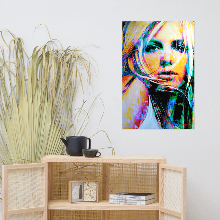 Britney Spears pop art print. Hand signed wall art portrait - Snow